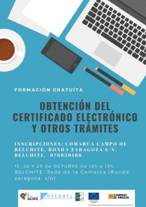 Obtención del certificado electrónico y otros tramites @ Sede de la Comarca del Campo de Belchite,