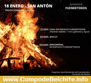 Tradicional hoguera de San Antón @ Fuendetodos