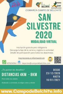 Carrera virtual San Silvestre de la Comarca Campo de Belchite 2020 @ Comarca Campo de Belchite
