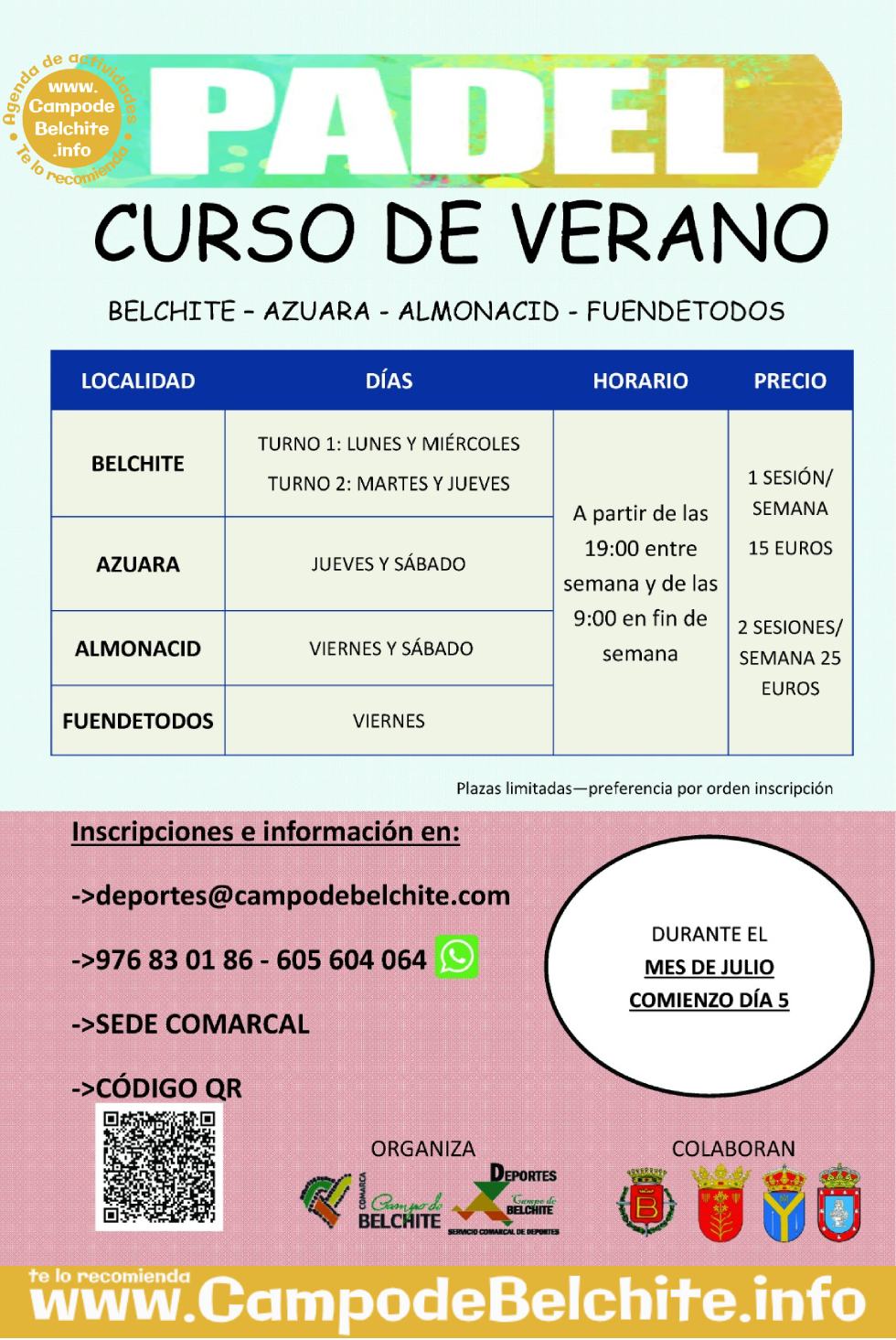 Pádel curso de verano