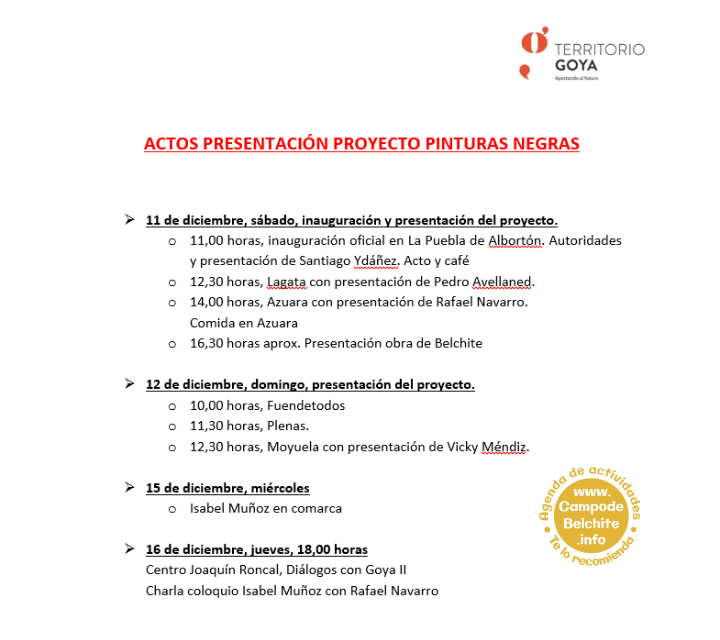 Actos presentación Proyecto Pinturas Negras