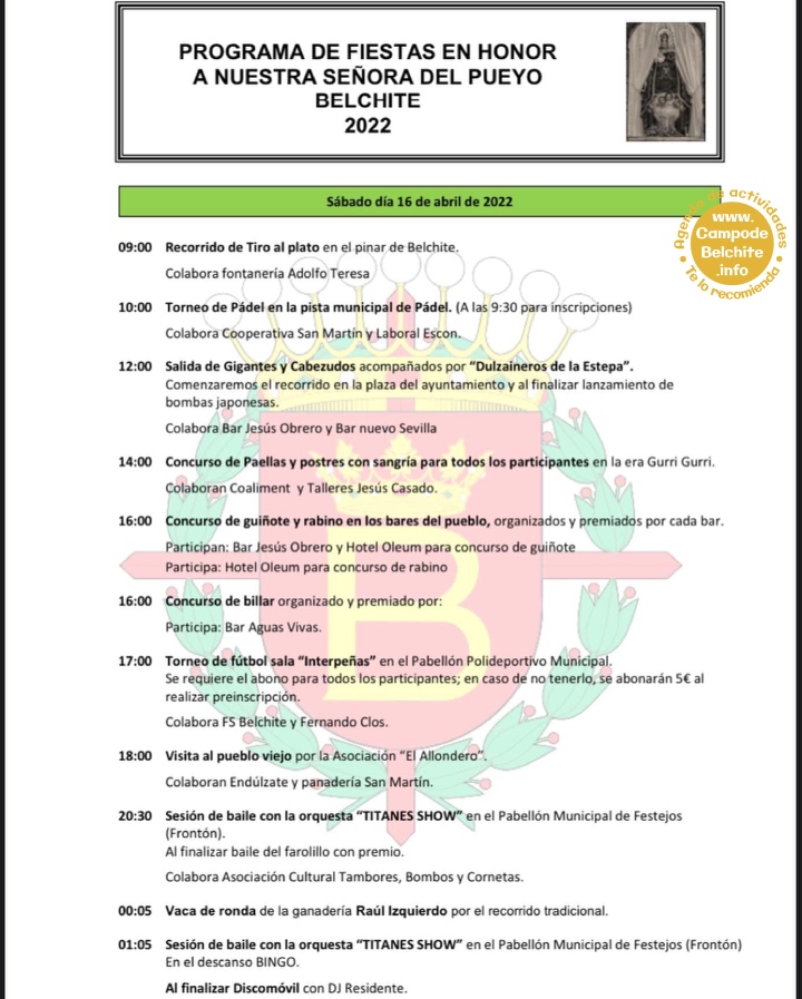 Fiestas en Honor a Nuestra Señora del Pueyo 2022