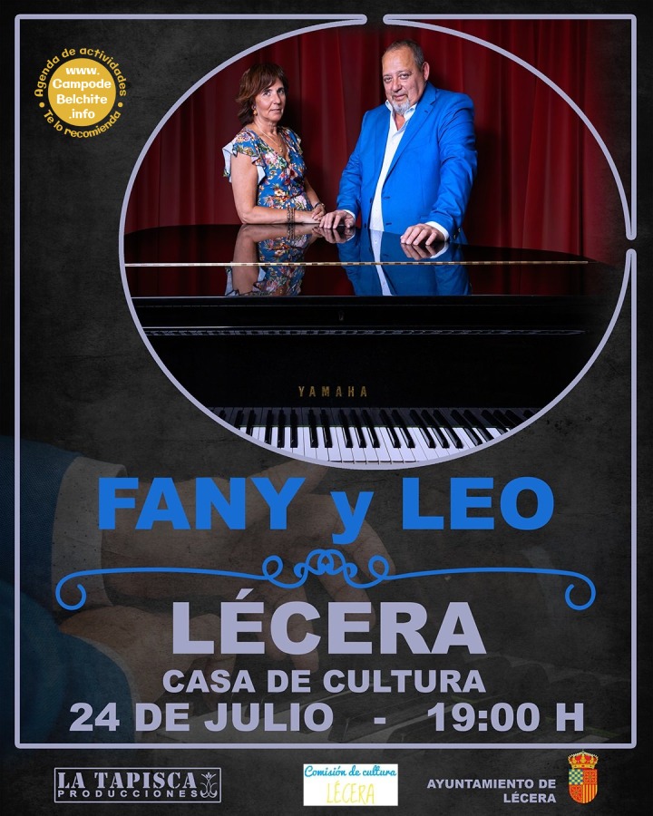 -18h: Eucaristía en honor a San Joaquin o Santa Ana. -19h: Actuación de Fany y Leo en el Salón de Actos de la Casa de Cultura Lecera. -20:30 Refresco/picoteo en los salones del casino.
