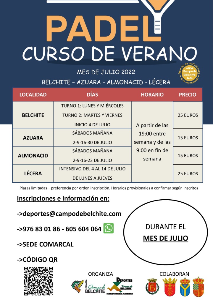 Pádel cursos de verano