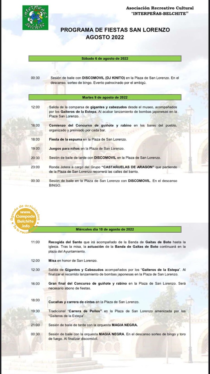 Fiestas San Lorenzo Belchite 2022