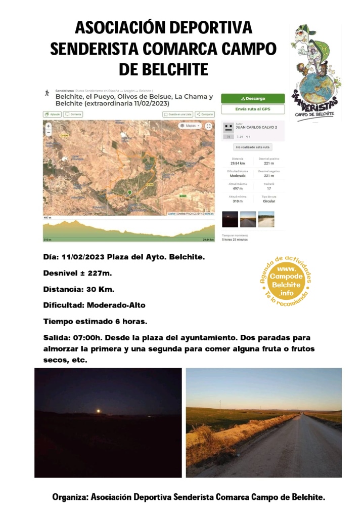 Marcha senderista Belchite, El pueyo, Olivos, la chama, Belchite